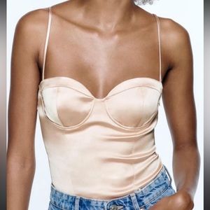 Satin Effect Bustier Bodysuit